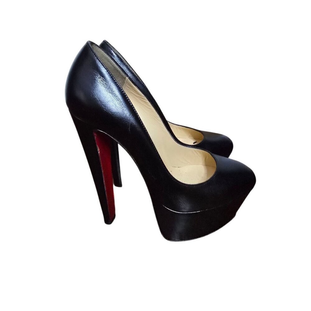 Christian Louboutin Alta Vicky Black size 37 Platform Stiletto High Heels Red